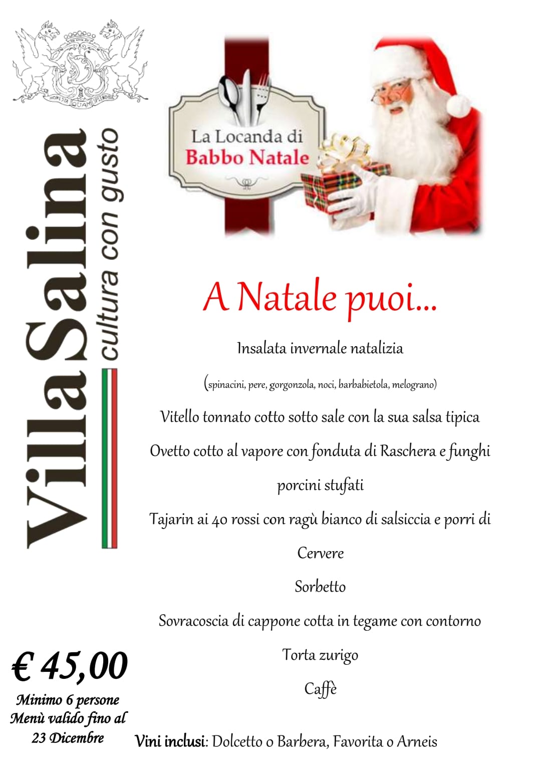 Menu La Locanda di Babbo Natale